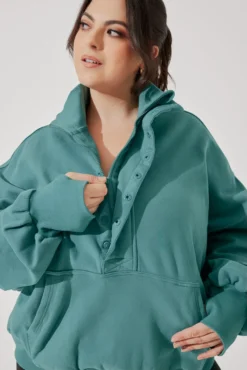 Ooey Gooey Half Zip Sweater - Turquoise -Popflex Store OoeyGooeyHalfZip Emerald E1016 4413 Edit