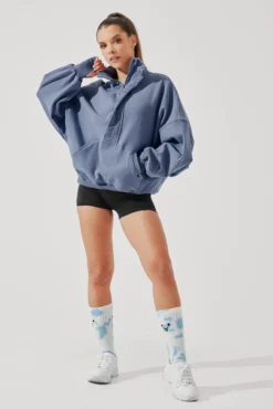 Ooey Gooey Half Zip Sweater - Blue Dusk 16 Ooey Gooey Half Zip Sweater - Blue Dusk -Popflex Store OoeyGooeyHalfZip NavyDusk E1016 4600 Edit