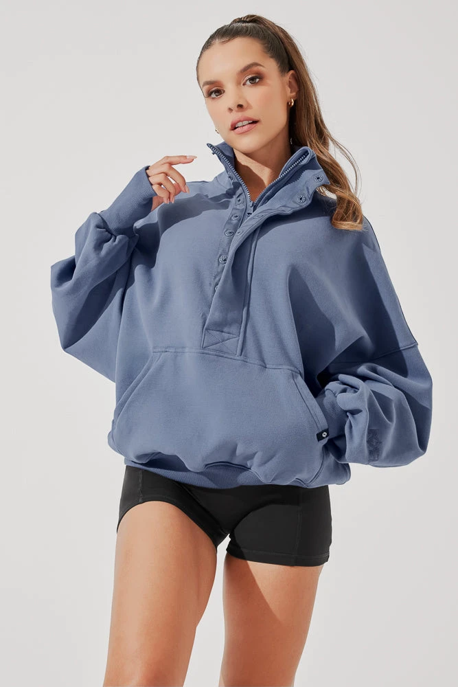 Ooey Gooey Half Zip Sweater - Blue Dusk 4 Ooey Gooey Half Zip Sweater - Blue Dusk - Image 4