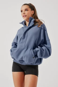 Ooey Gooey Half Zip Sweater - Blue Dusk 20 Ooey Gooey Half Zip Sweater - Blue Dusk -Popflex Store OoeyGooeyHalfZip NavyDusk E1016 4617 Edit