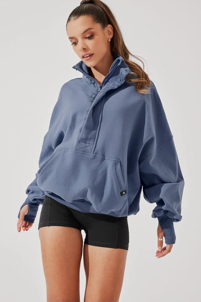 Ooey Gooey Half Zip Sweater - Blue Dusk 1 Ooey Gooey Half Zip Sweater - Blue Dusk