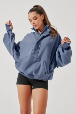 Ooey Gooey Half Zip Sweater - Blue Dusk 18 Ooey Gooey Half Zip Sweater - Blue Dusk -Popflex Store OoeyGooeyHalfZip NavyDusk E1016 4621 Edit