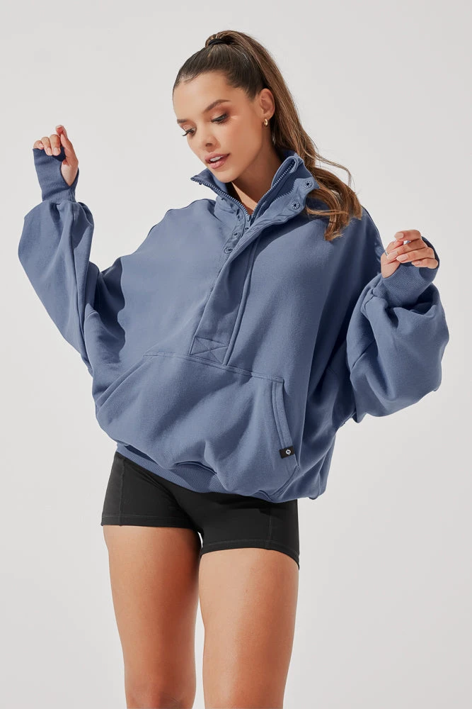 Ooey Gooey Half Zip Sweater - Blue Dusk 7 Ooey Gooey Half Zip Sweater - Blue Dusk - Image 7