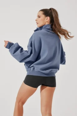 Ooey Gooey Half Zip Sweater - Blue Dusk 21 Ooey Gooey Half Zip Sweater - Blue Dusk -Popflex Store OoeyGooeyHalfZip NavyDusk E1016 4638 Edit