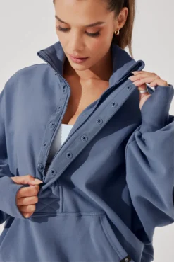 Ooey Gooey Half Zip Sweater - Blue Dusk 19 Ooey Gooey Half Zip Sweater - Blue Dusk -Popflex Store OoeyGooeyHalfZip NavyDusk E1016 4652 Edit