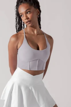 Plié Corset Crop Bralette - Lavender Grey -Popflex Store PileCorsetCropTop LavenderGrey 1049 0005 Edit 1