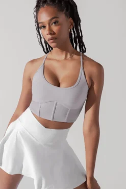 Plié Corset Crop Bralette - Lavender Grey -Popflex Store PileCorsetCropTop LavenderGrey 1049 0010 Edit 1
