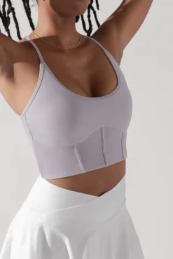 Plié Corset Crop Bralette - Lavender Grey -Popflex Store PileCorsetCropTop LavenderGrey 1049 0021 Edit 1