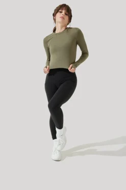 Refine Long Sleeve Top - Dark Olive -Popflex Store Refine Long Sleeve Top Dark Olive B1013 3109