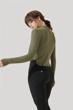 Refine Long Sleeve Top - Dark Olive -Popflex Store Refine Long Sleeve Top Dark Olive B1013 3143
