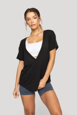 Reversible Deep V Tee - Black -Popflex Store Reversible Deep V Tee Black B1015 00055