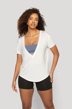 Reversible Deep V Tee - Cloud Dancer -Popflex Store Reversible Deep V Tee Cloud Dancer B1015 00236