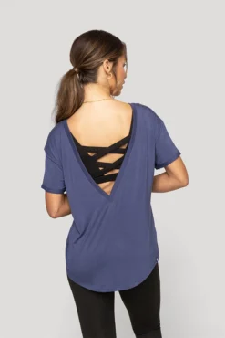 Reversible Deep V Tee - Nightshade Blue -Popflex Store Reversible Deep V Tee Nightshade Blue B1015 00323