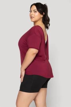 Reversible Deep V Tee - Sangria -Popflex Store Reversible Deep V Tee Sangria B1015 02899