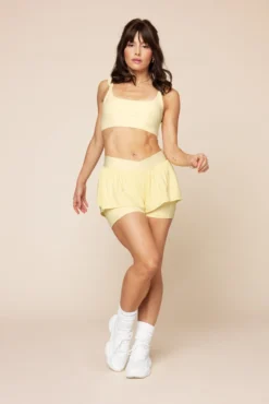 On The Run Ruffle Short - Buttercream -Popflex Store RomanceRuffleBra A1012 RuffleShort FrenchButtercream 4017 01152 Edit