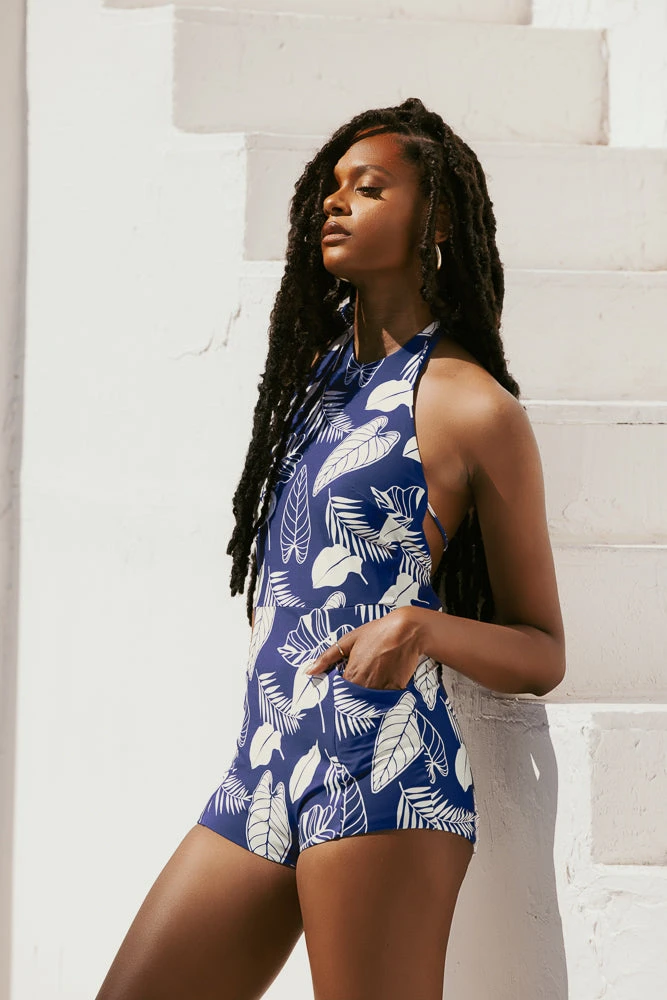 Romper One Piece - Blue Palm 1 Romper One Piece - Blue Palm