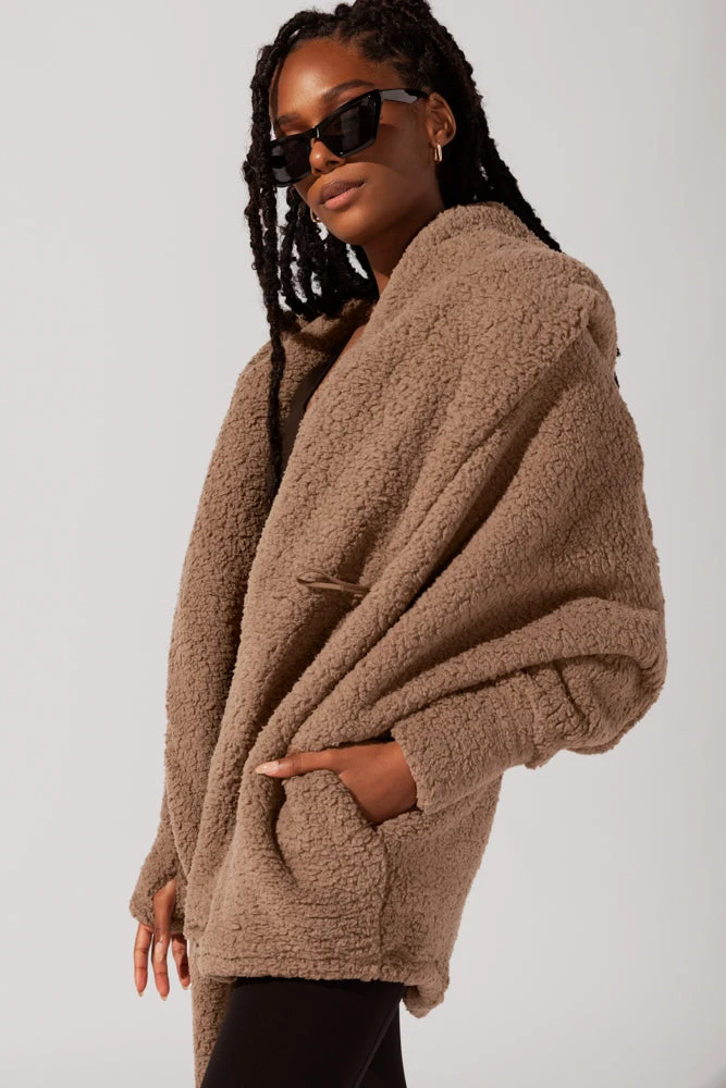Faux Sherpa Cocoon Coat - Teddy Bear Brown 8 Faux Sherpa Cocoon Coat - Teddy Bear Brown - Image 8