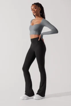 Sweetheart Long Sleeve Crop Top - Cloudy Grey -Popflex Store SoHoSweetheartLongSleeveCropTop CloudyBlue B1008 0404 Edit