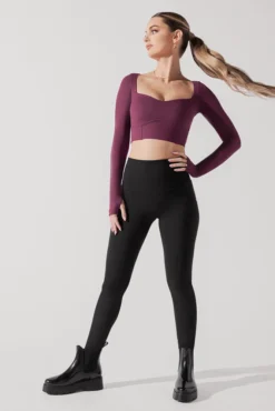 Sweetheart Long Sleeve Crop Top - Plum -Popflex Store SoHoSweetheartLongSleeveCropTop Plum B1008 0916 Edit