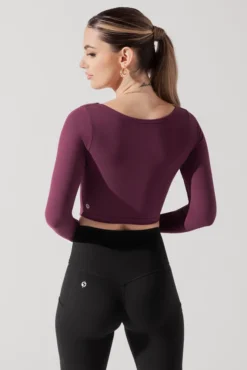 Sweetheart Long Sleeve Crop Top - Plum -Popflex Store SoHoSweetheartLongSleeveCropTop Plum B1008 0944 Edit