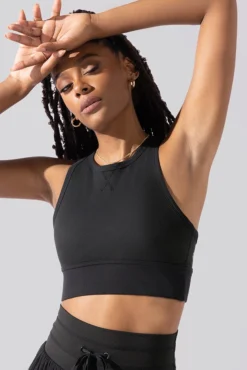 Sweat Sesh Crop Top - Black -Popflex Store Sweat Sesh Long Bra Black A1004 0787