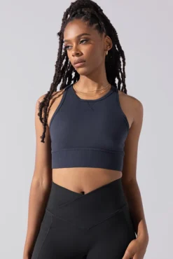 Sweat Sesh Crop Top - Smoky Navy -Popflex Store Sweat Sesh Long Bra Smoky Navy A1004 0385