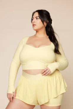 Sweetheart Long Sleeve Crop Top- Buttercream -Popflex Store SweetheartLongSle 3 Edit