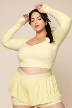 Sweetheart Long Sleeve Crop Top- Buttercream