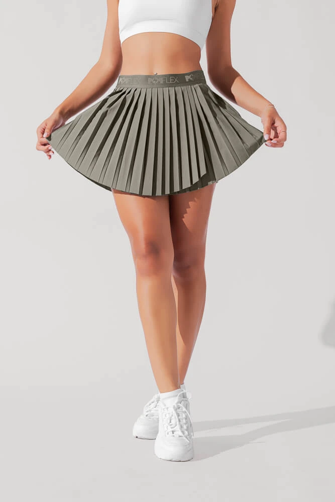 Ace ‘em Pleated Skort - Rustic Olive 1 Ace ‘em Pleated Skort - Rustic Olive