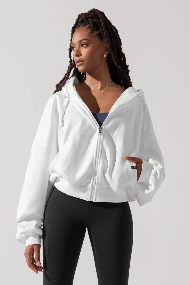 Zip Cloud Hoodie - White 3 Zip Cloud Hoodie - White - Image 3