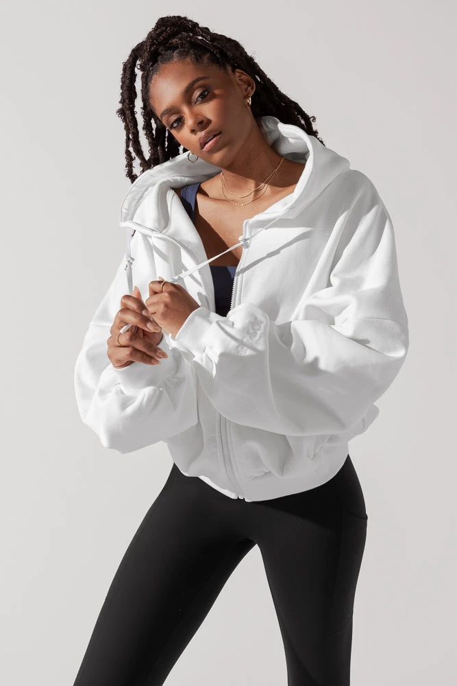 Zip Cloud Hoodie - White 1 Zip Cloud Hoodie - White