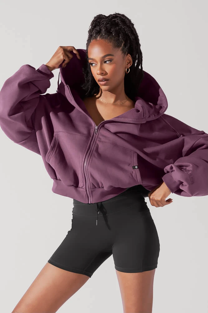 Zip Cloud Hoodie - Deep Plum 2 Zip Cloud Hoodie - Deep Plum - Image 2
